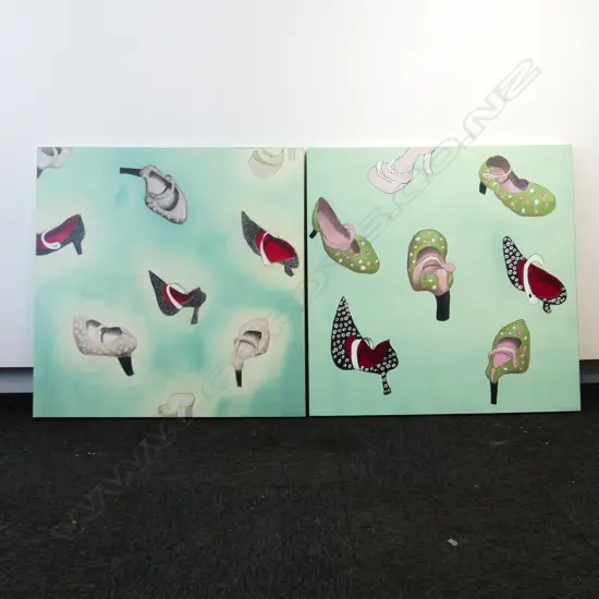 PR NELL NUTSFORD ARTWORKS 'SHOE SHIMMY I' OIL ON CANVAS 910x910mm