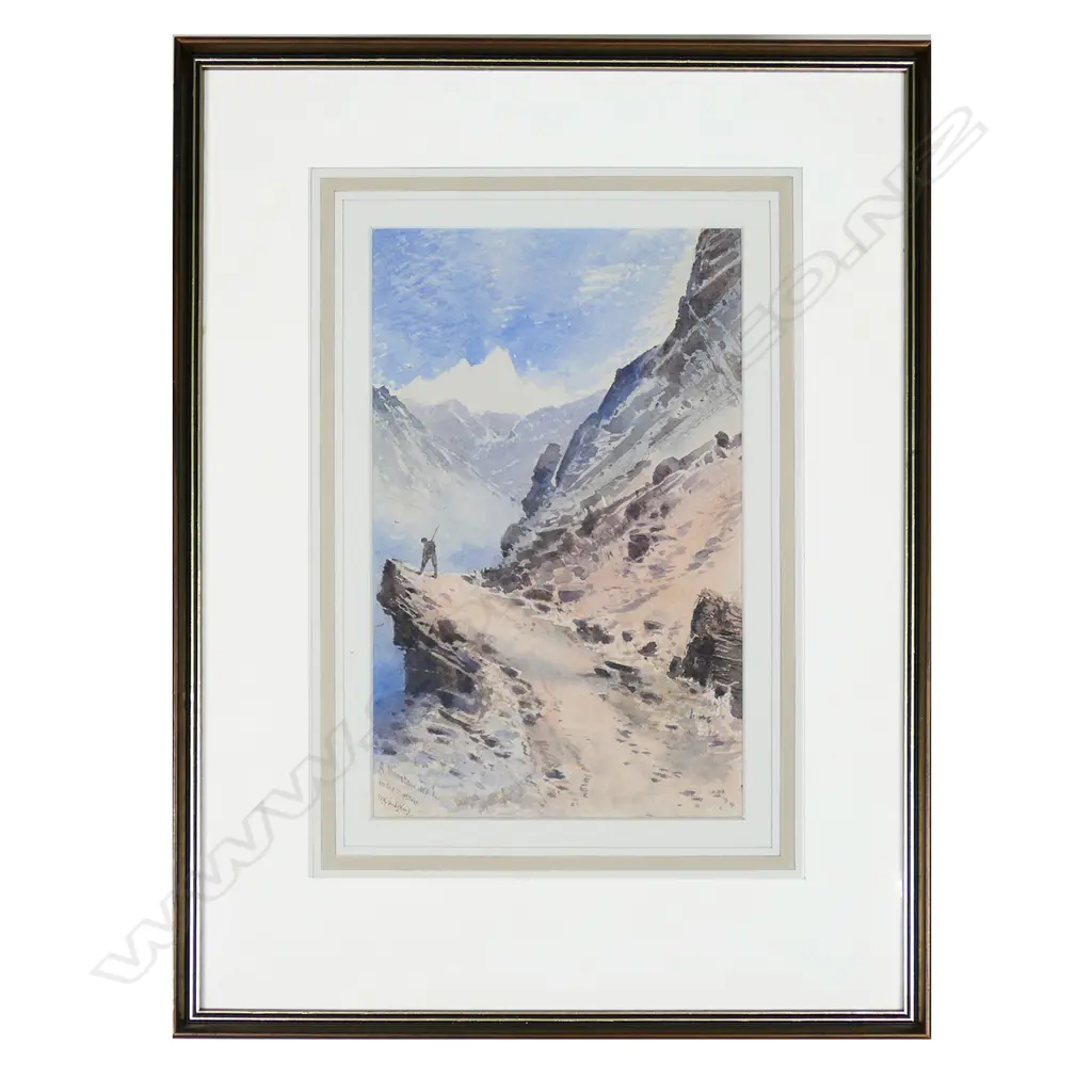 W M HODGKINS (1833-1898) W/C 'A MOUNTAIN TRACK ON THE SHOTOVER' 220x140mm Image 1++