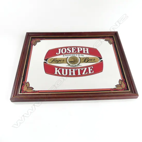 VINTAGE JOSEPH KUHTZE BEER ADVERTISING MIRROR  440 X 340mm
