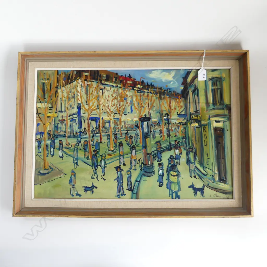 NILS OBERG (1912-1997) PARIS STREET SCENE 1943, OIL ON BOARD, SIGNED 590 X 400mm Image 1++