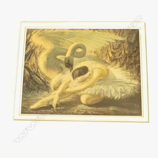 LG RETRO BALLET PRINT - TRETCHIKOFF 'DYING SWAN' 490x650mm (SCRATCHES)