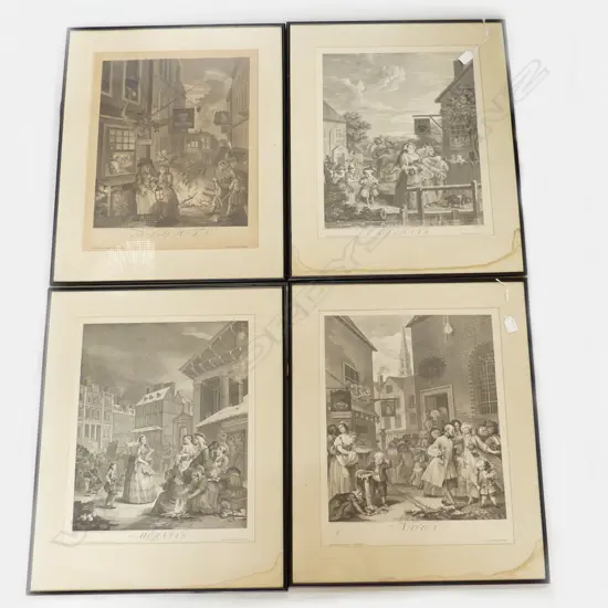 4 LG HOGART PRINTS; MORNING, NOON, EVENING, NIGHT 520x410mm