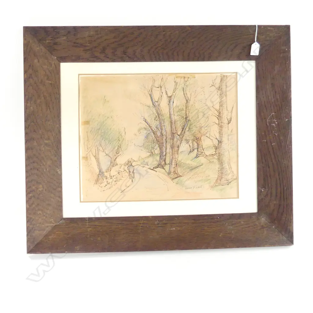 FRAMED MINNIE F. WHITE DRAWING - INK ON PAPER, SIGNED 480 X 380mm Image 1++