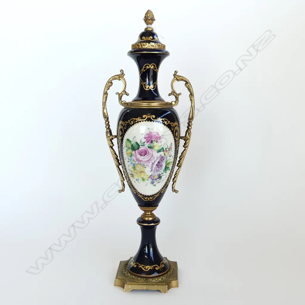20THC SEVRES COBALT URN ORMOLU MOUNTS signed H.410mm Image 1++