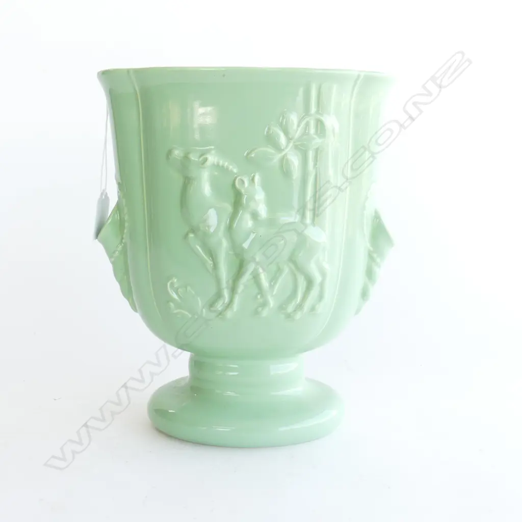 LG GREEN GLAZED ENGLISH VASE #105 H.255mm Image 1++