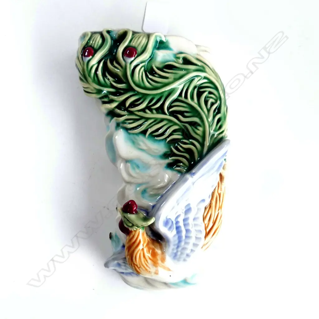 CHINESE EXPORT WARE ROOSTER WALL POCKET VASE h.225mm Image 1++