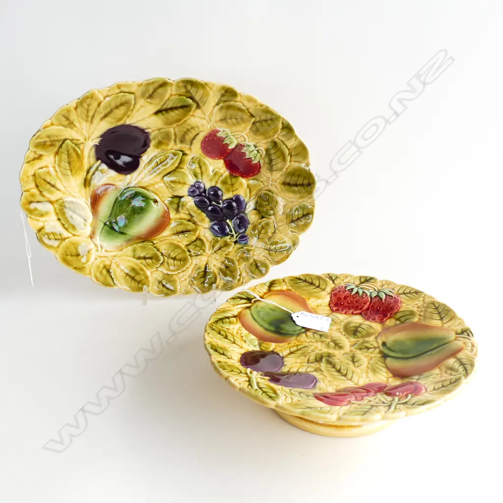 SARREGUEMINES MAJOLICA OVAL DISH 320x240mm - FAULTED + COMPORT 235mm dia Image 1++