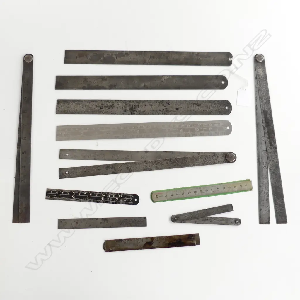 13 VINTAGE METAL RULERS  Image 1++