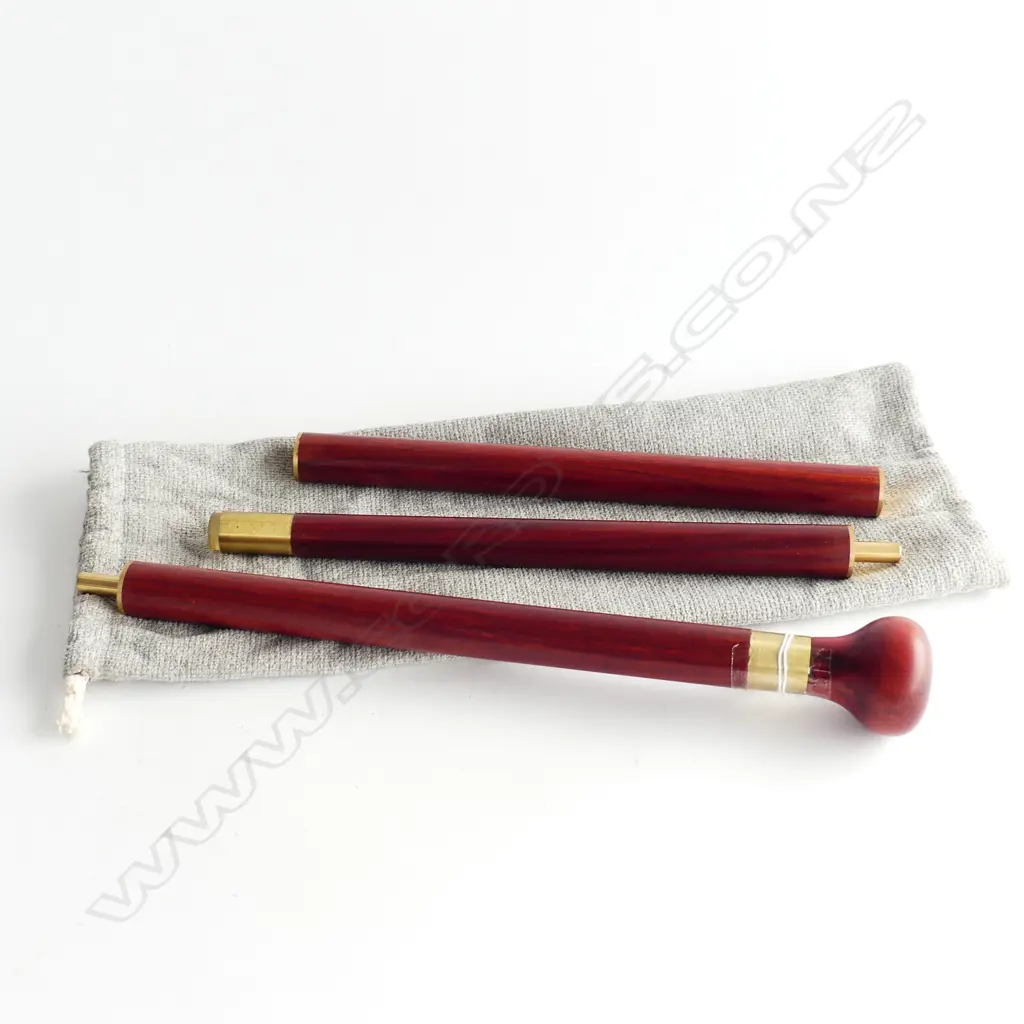 3 PCE ROSEWOOD WALKING STICK L.910mm w. BAG Image 1++