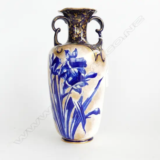 ROYAL DOULTON BLUE IRIS VASE H.270mm professional rim repair