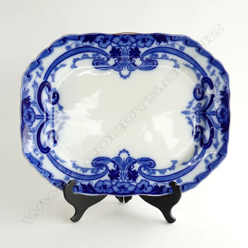 LARGE NOUVEAU PATTERNED BLU/WH ASHET BY BURLEIGH RD NUMBER FOR 1903. W.445mm Image 1++