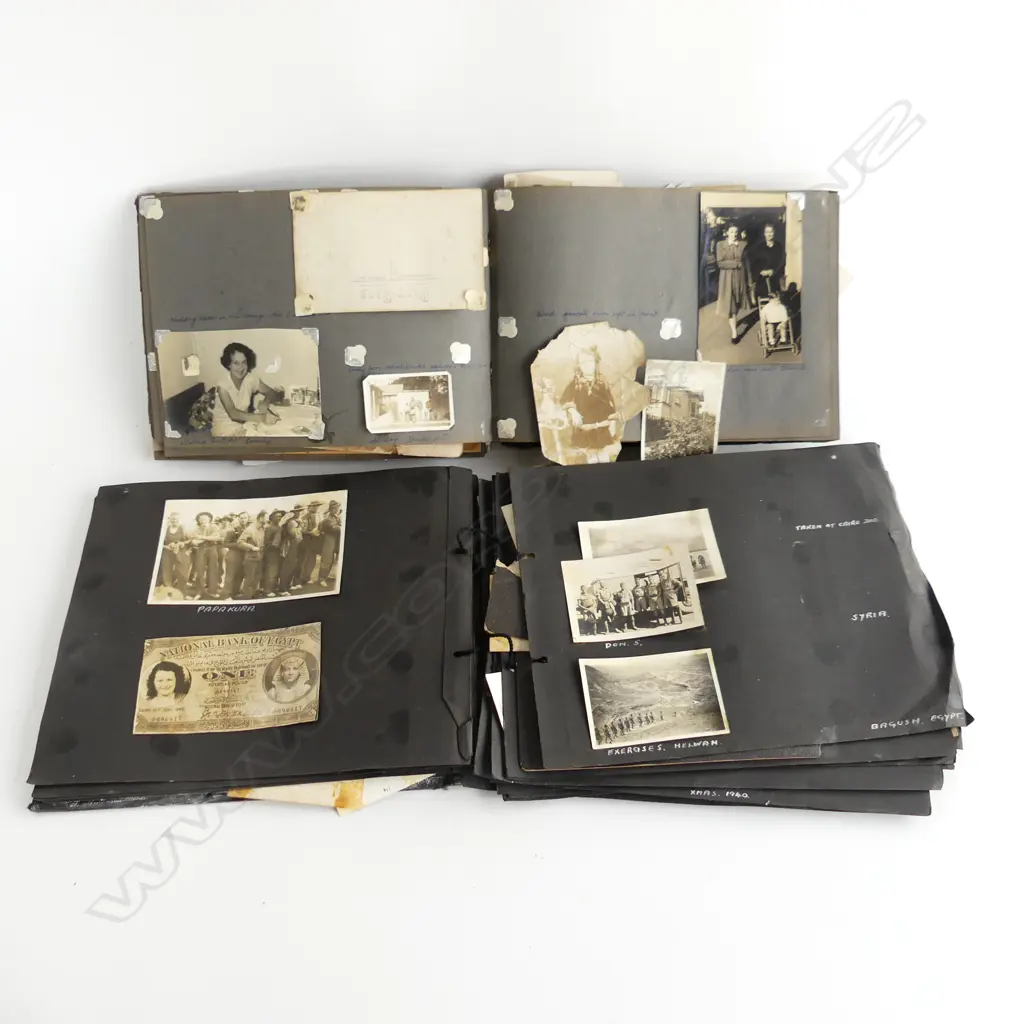 2 VINTAGE PHOTO ALBUMS; 1 WWII EGYPT & NZ 1930s/40s FAULTS Image 1++