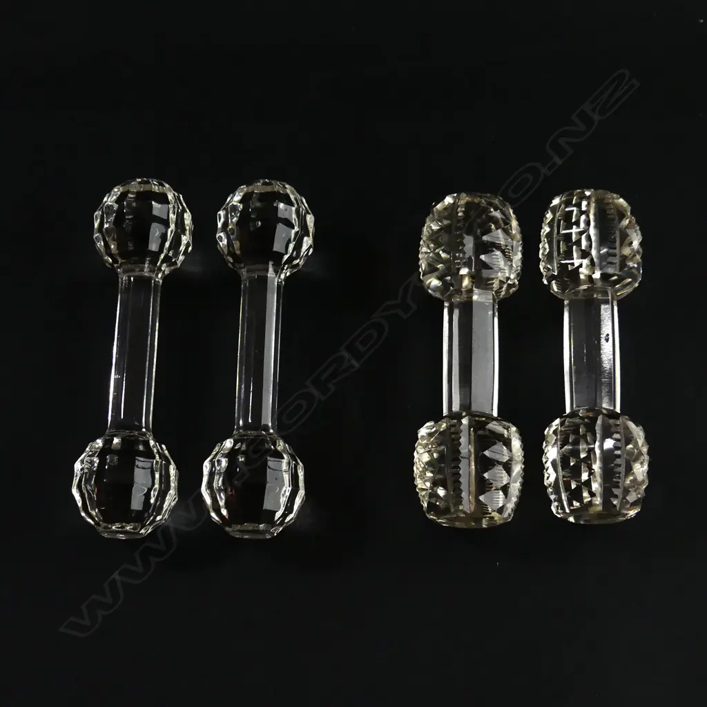 TWO PAIRS OF ANTIQUE CUT CRYSTAL KNIFE RESTS L. 110mm Image 1++