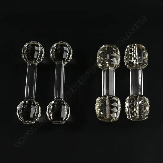 TWO PAIRS OF ANTIQUE CUT CRYSTAL KNIFE RESTS L. 110mm