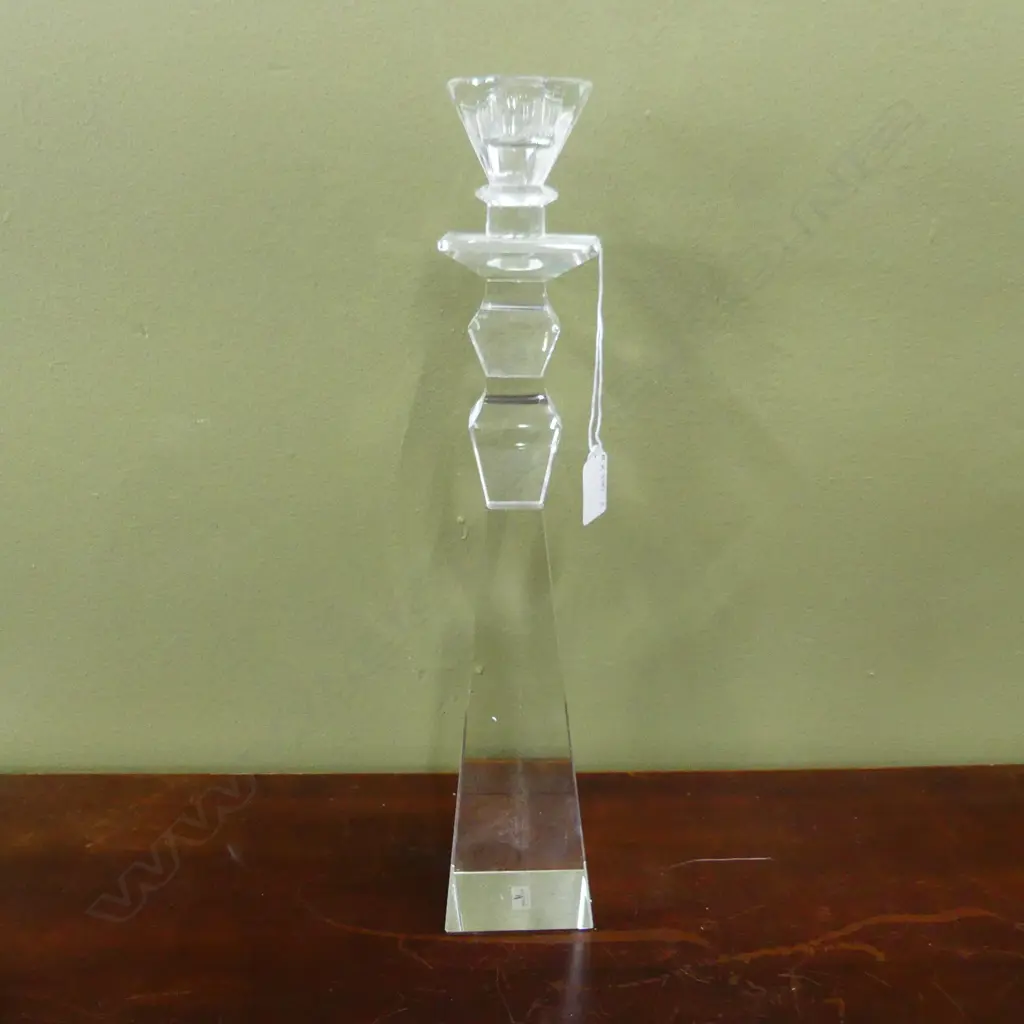 TALL FRENCH COUNTRY COLLECTION GLASS CANDLE HOLDER, AS NEW. H. 390mm Image 1++