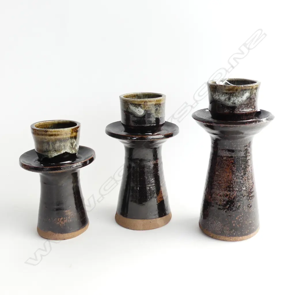 SET 3 GRADUATED DOREEN BLUMHARDT CANDLE HOLDERS H. 220, 195, 165mm Image 1++