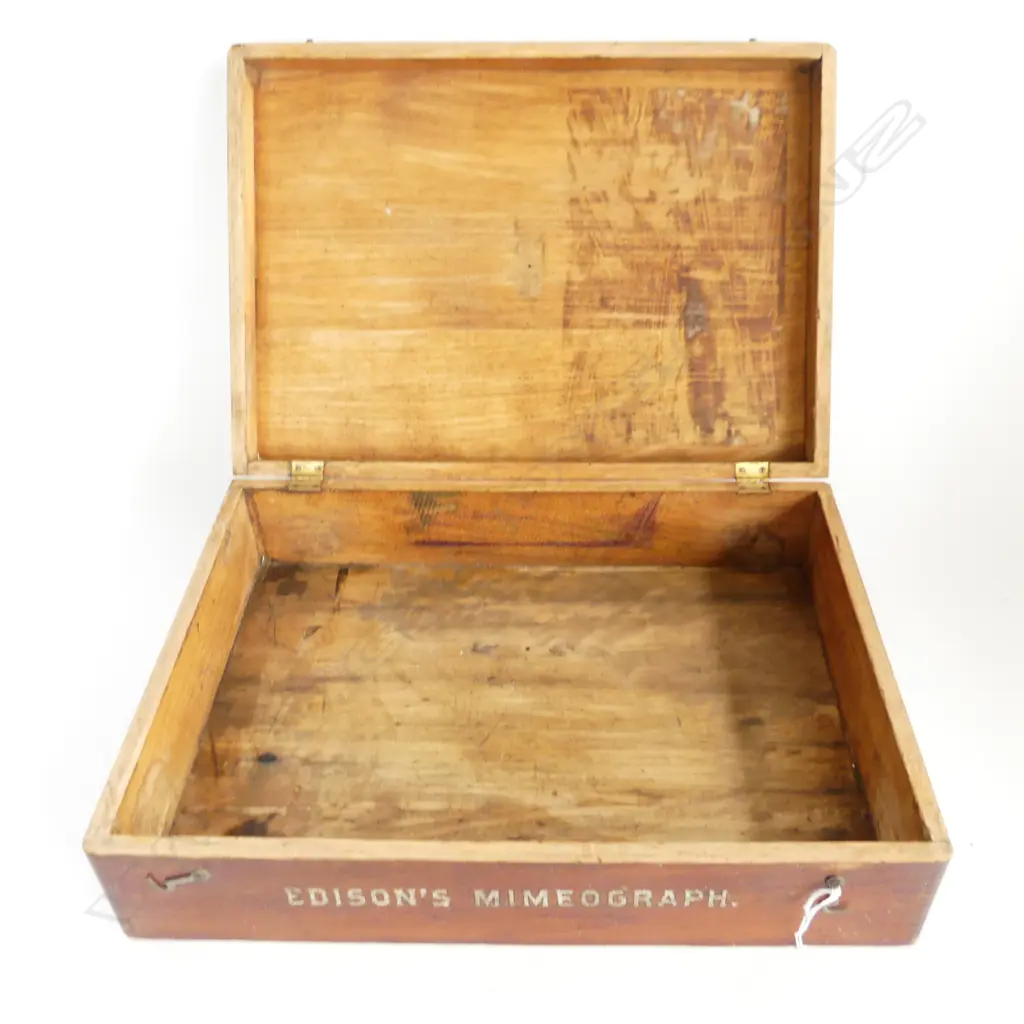 ANTIQUE MAHOGANY BOX (EMPTY) - EDISONS MIMEOGRAPH 475x340x135mm Image 1++