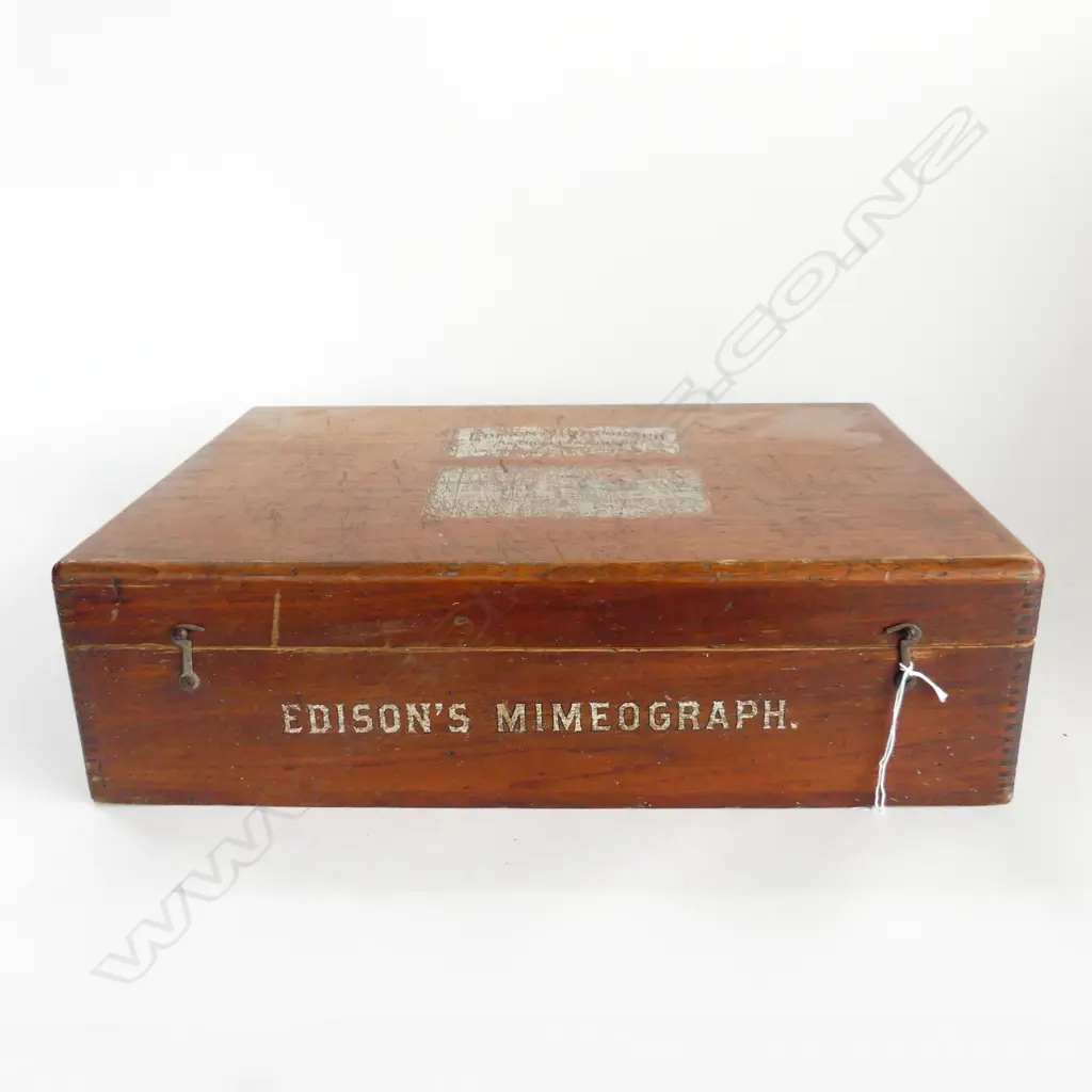 ANTIQUE MAHOGANY BOX (EMPTY) - EDISONS MIMEOGRAPH 475x340x135mm Image 1++