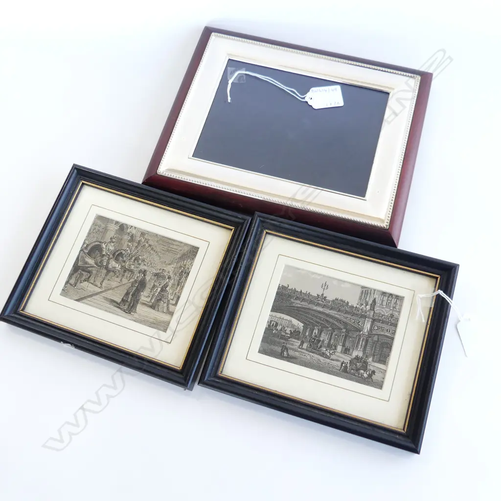 PHOTO FRAME + PR ENGRAVINGS; HOLBORN VIADUCT, TOWER HOUSE ARMOURY 80x105mm Image 1++