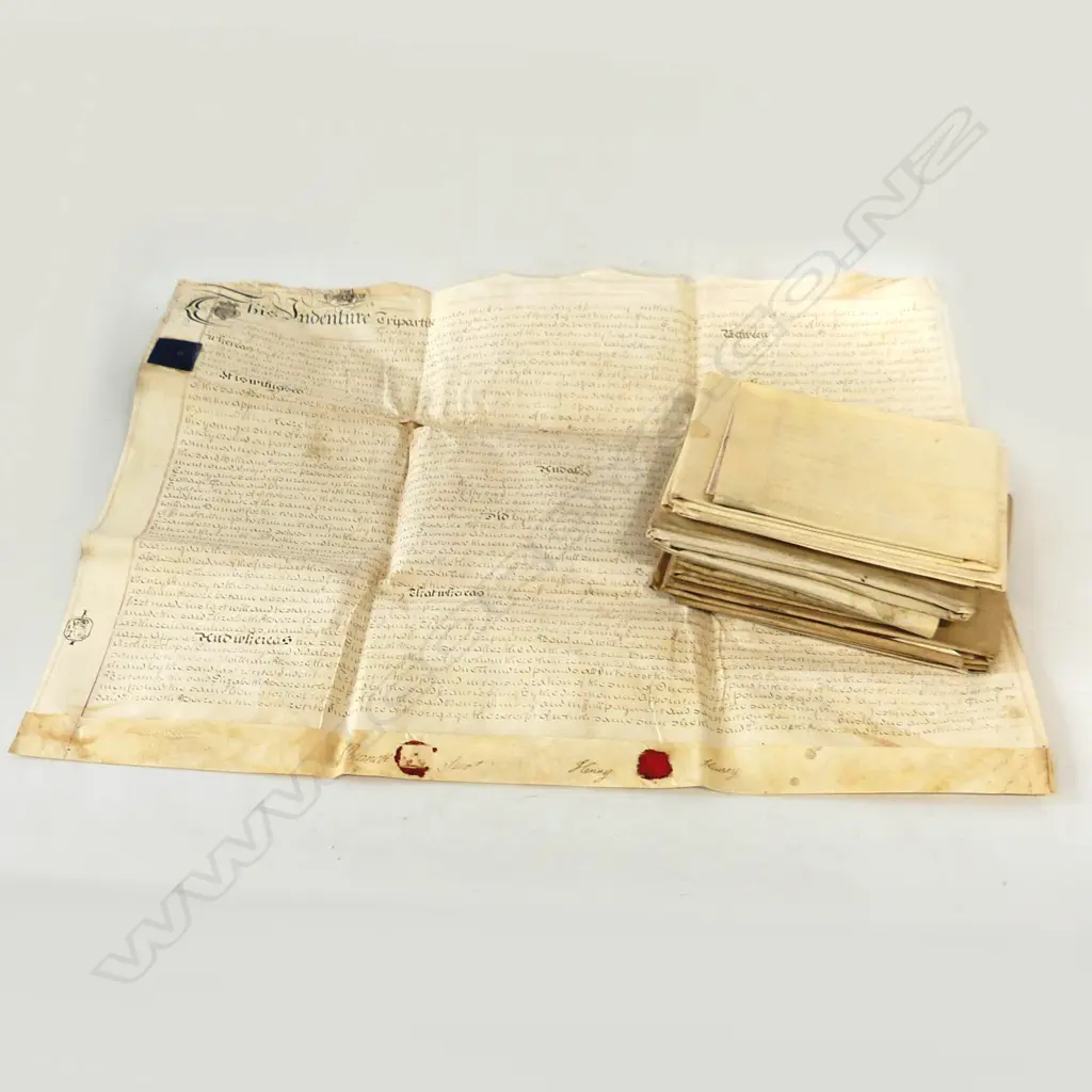 INDENTURES, FOLDED & UNFRAMED, 1749; 1787 3 PAGES, 1815; 1825 4 PAGES, PLUS SINGLES Image 1++
