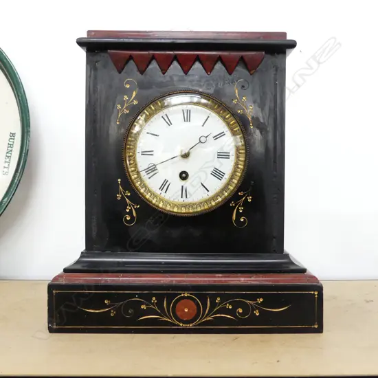 ANTIQUE MARBLE MANTLE CLOCK H.280mm