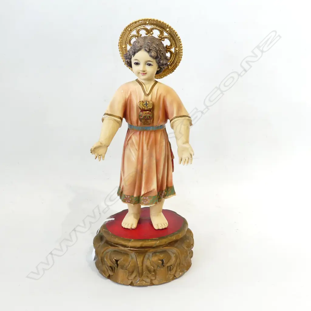PAINTED CARVED WOODEN RELIGIOUS FIGURE H.420mm - MINOR LOSSES Image 1++