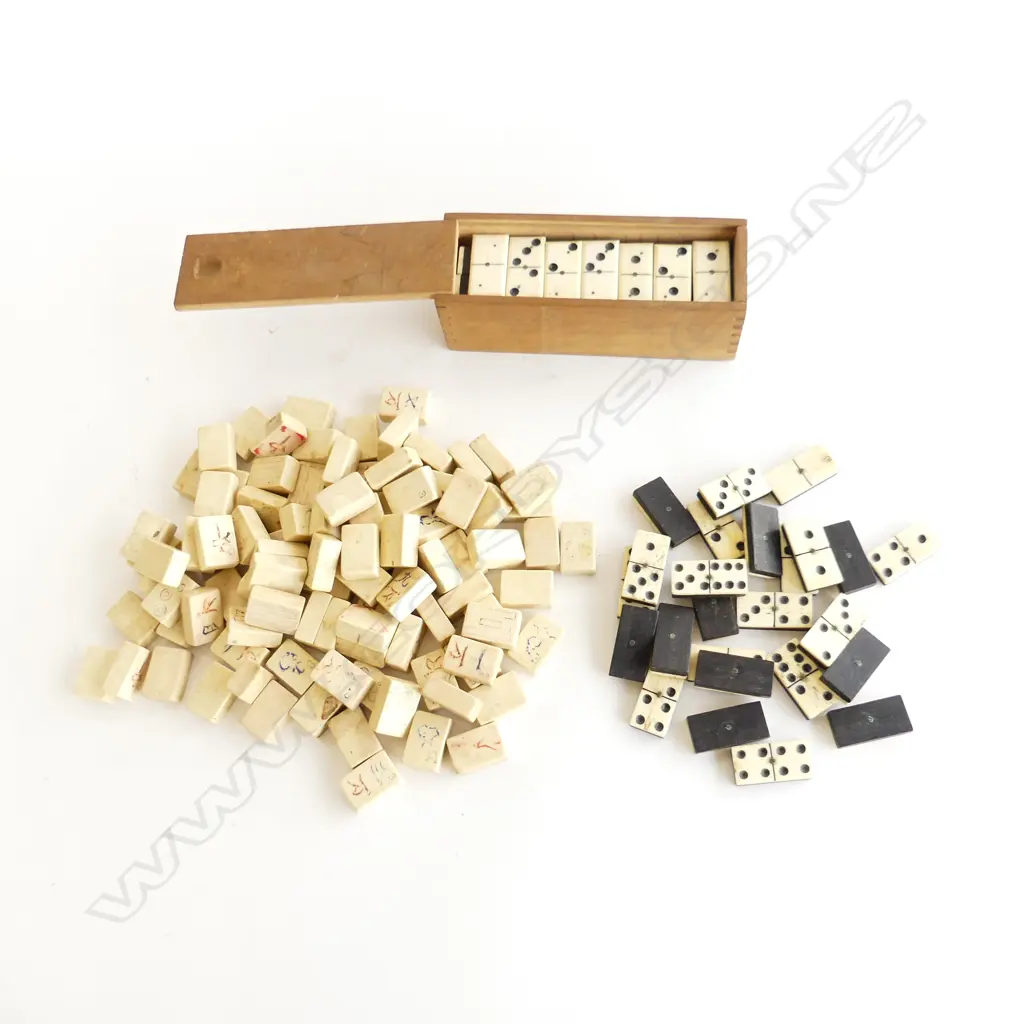BONE & WOOD DOMINOES + MAH JONG? TILES Image 1++