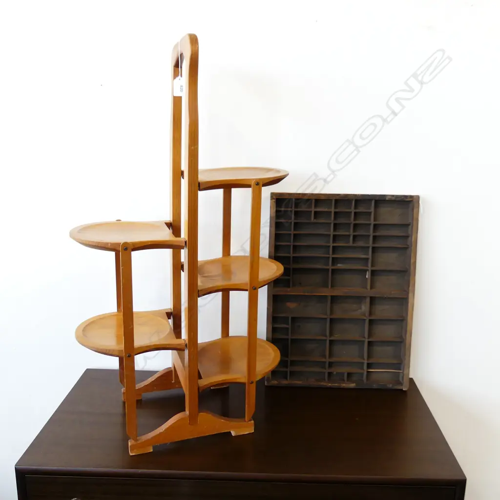 FOLDING WOODEN SHELVES H.825mm + PRINTERS TRAY 500x365mm Image 1++