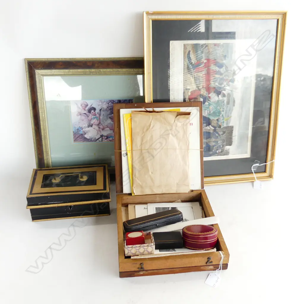 OLD COLLECTION: CASH TIN + BONE LETTER KNIFE + snuff box + elephants + boxes + engravingetc Image 1++