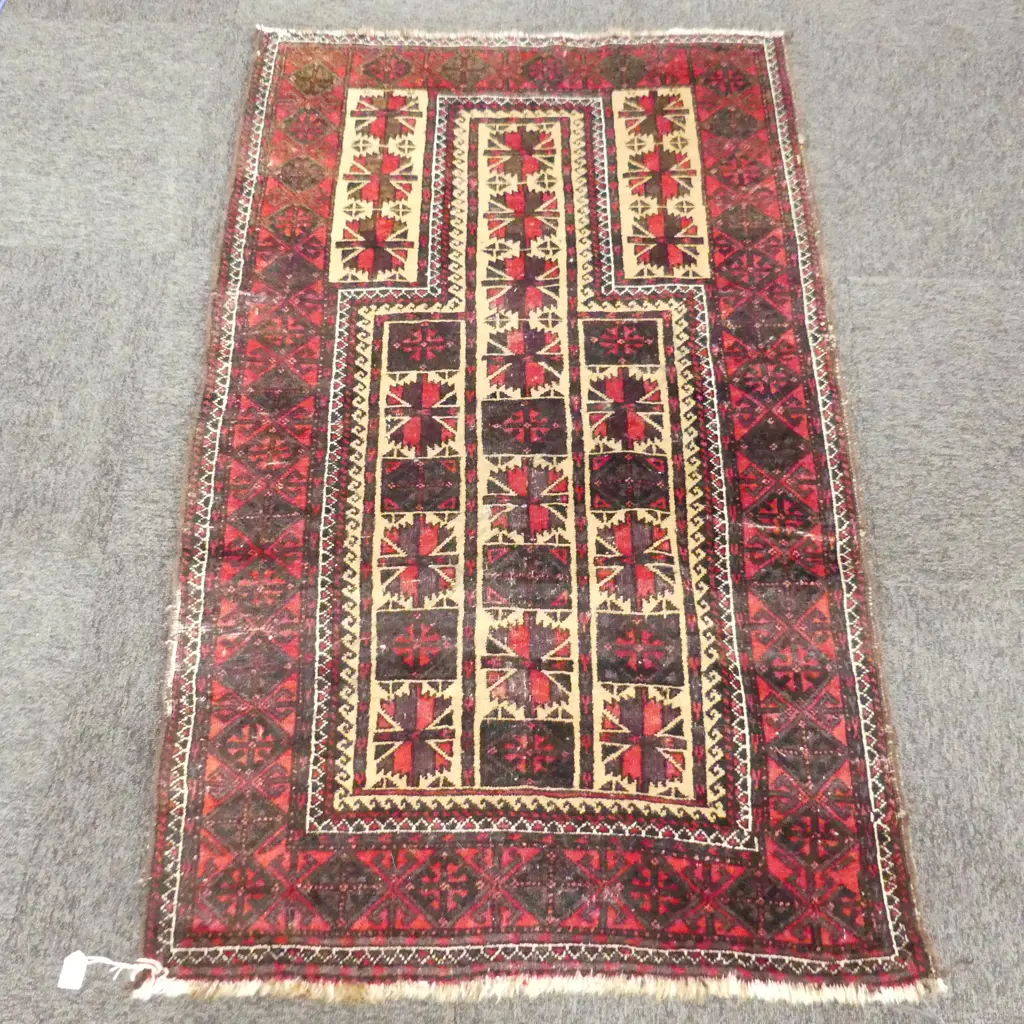 HAND KNOTTED ALL WOOL PRAYER RUG 1500x880mm Image 1++