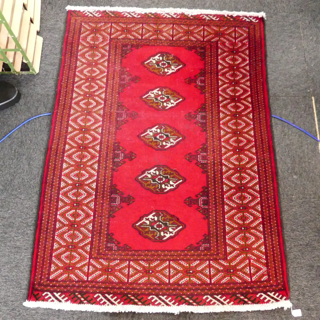 HAND KNOTTED WOOL PILE TORKMAN RUG 1460x1050mm Image 1++