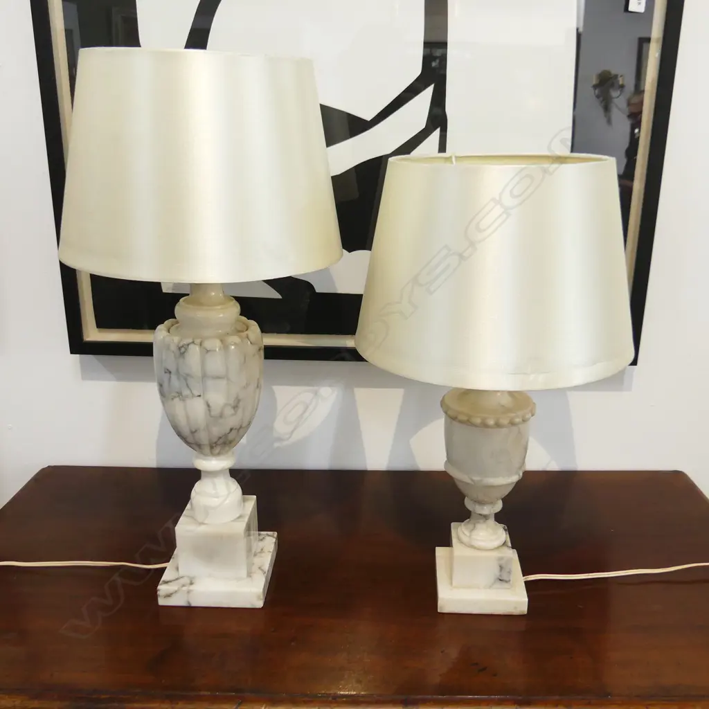 2 ALABASTER TABLE LAMPS - WORKING H.500 / 590mm Image 1++