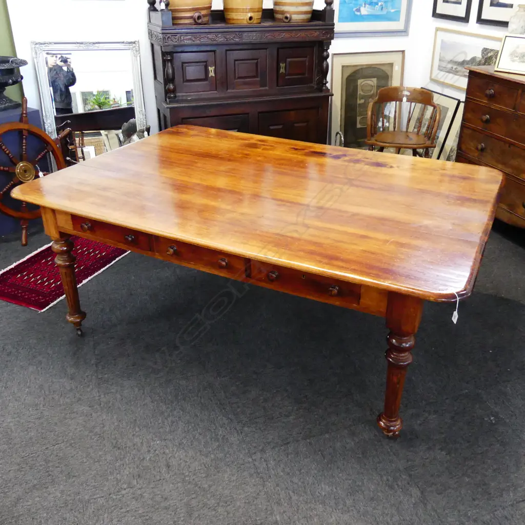 LG VICTORIAN LIBRARY TABLE w. 3 DRAWERS EITHER SIDE 1940x1325x730mm Image 1++