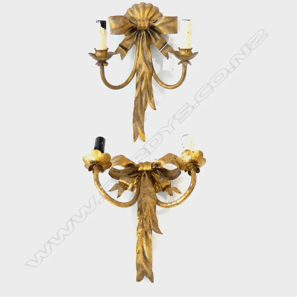 PR FRENCH STYLE GOLD METAL ELECTRIC CANDLE WALL SCONCES H. 340mm Image 1++