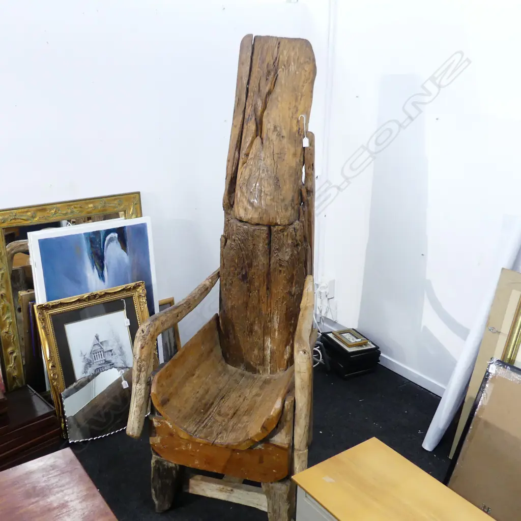 STURDY HARDWOOD BONTOC LOG CHAIR. (CARVER). H1840mm Image 1++