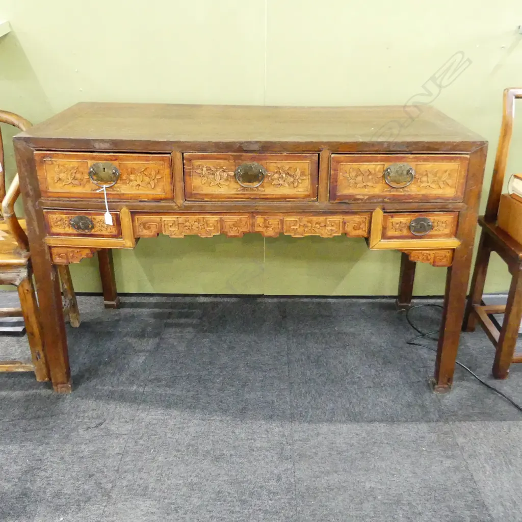 CARVED CHINESE DESK 1310x575X870mm Image 1++