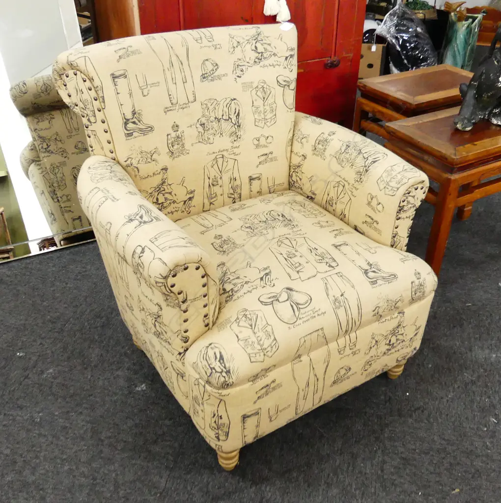 ARMCHAIR IN RALPH LAUREN EQUESTRIAN PRINT FABRIC Image 1++