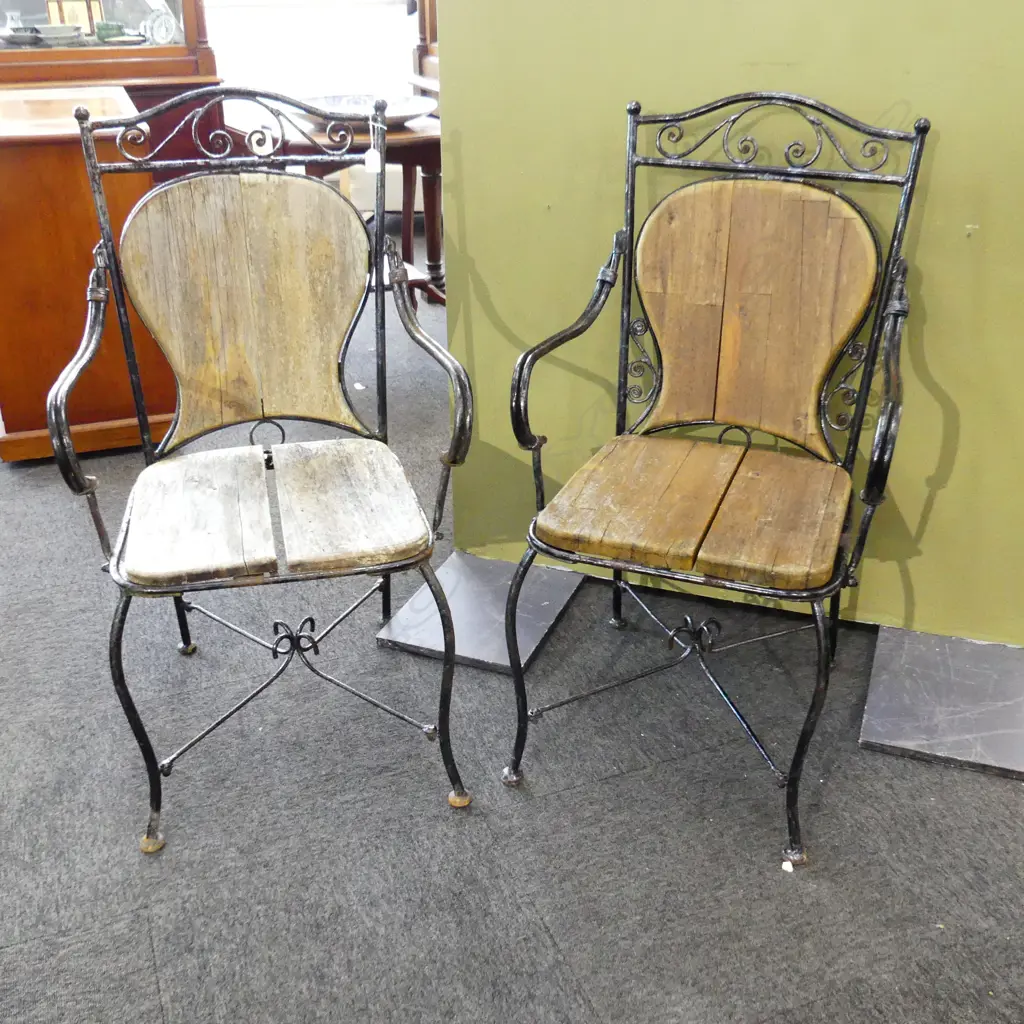 PR RUSTIC METAL & WOOD OUTDOOR CHAIRS Image 1++
