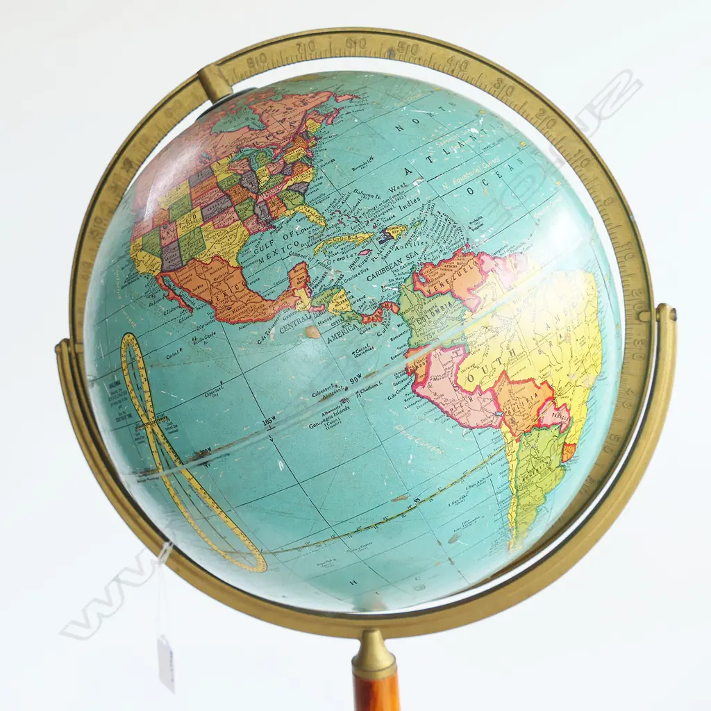 VINTAGE AMERICAN GEORGE F CRAM STANDING GLOBE, H. 870mm Image 1++