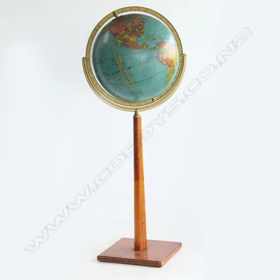 VINTAGE AMERICAN GEORGE F CRAM STANDING GLOBE, H. 870mm