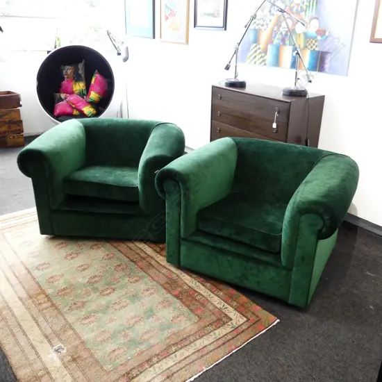 PR GREEN VELVET TUB CHAIRS 1100x900x690mm