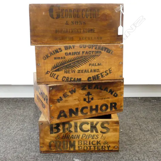 4 WOODEN ADVERTISING BOXES 370x295mm