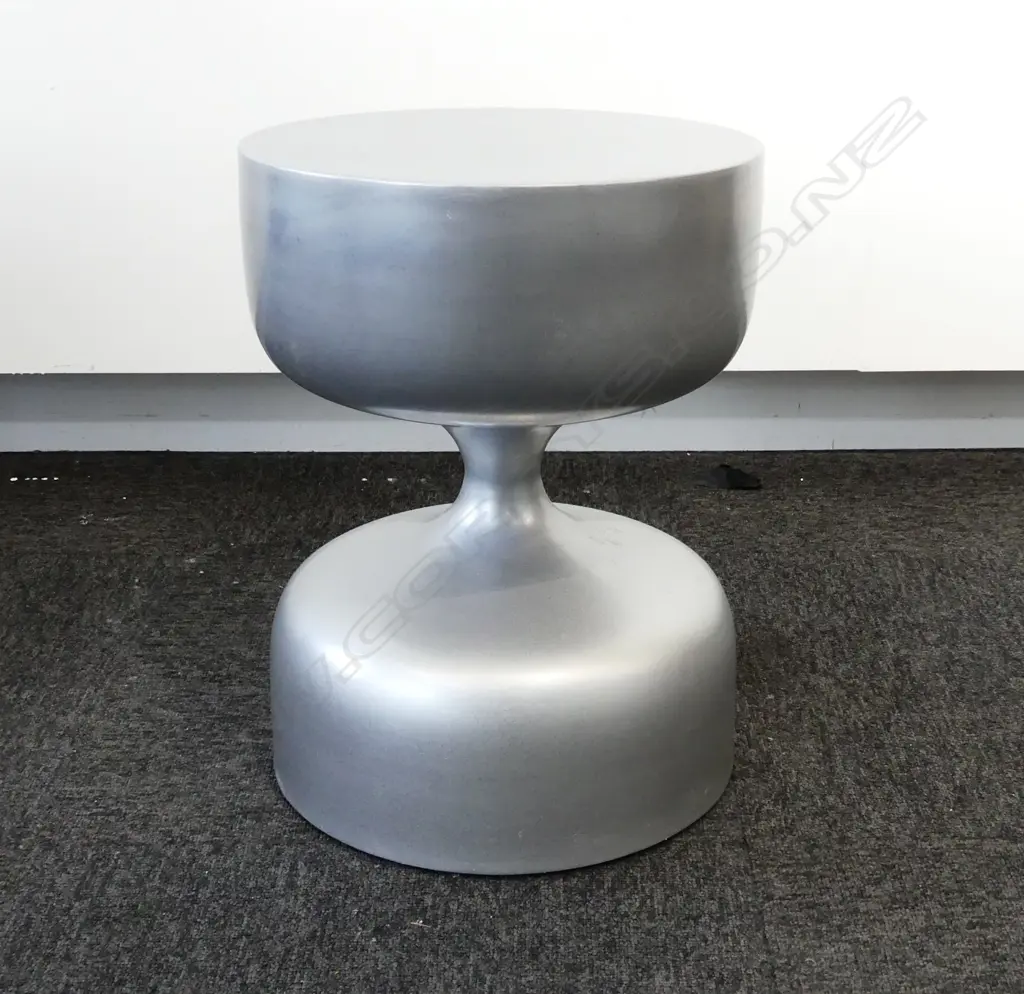 SILVER METAL DUMBBELL SHAPED STOOL H.470mm / 350mm dia Image 1++