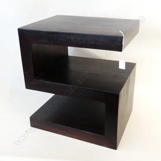 CONTEMPORARY EBONISED 'S' SIDE TABLE 450x350x500mm