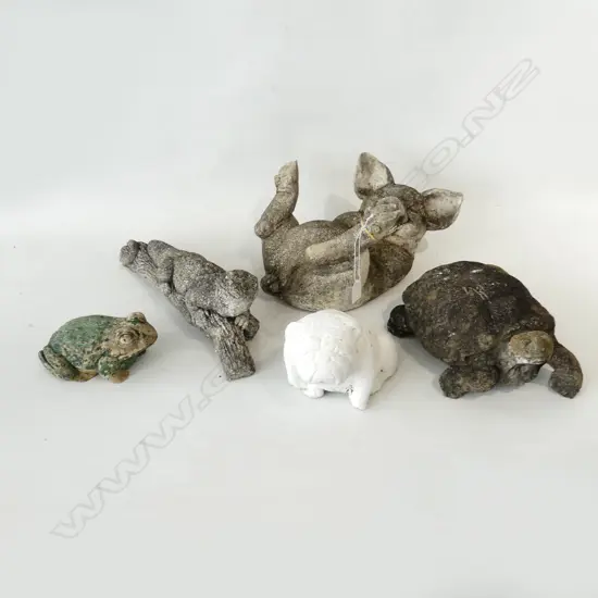 5 ASST CONCRETE GARDEN ANIMAL CHARACTERS