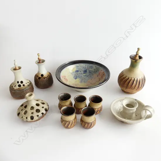 BOX LOT; FREDERICKA ERNSTEIN BOWL & A SERIES OF JANET WRIGHT PIECES