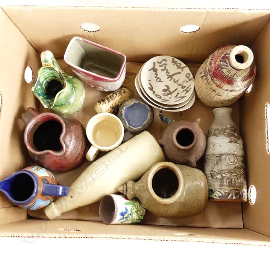 BOX LOT ASST STUDIO POTTERY 