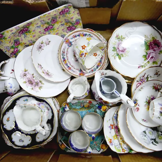 BOX LOT ASST. CHINA; CUPS & SAUCERS ETC