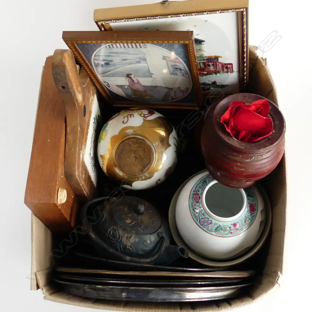 BOX LOT ASST. ORIENTAL ITEMS ETC Image 1++