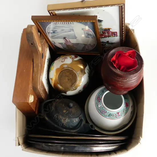 BOX LOT ASST. ORIENTAL ITEMS ETC